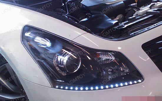 Installing The Audi Style Led Strips On Headlight Lens Ijdmtoy Infiniti G35 Led Strip Headlights 3